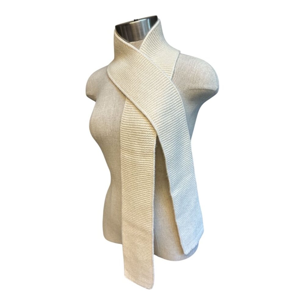 Inverni Cream Knit Wool Scarf Made In Italy Soft Luxurious Winter 58" x 3.75"